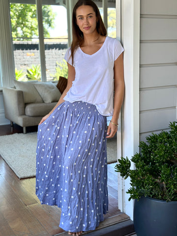 lulu skirt - cornflower spot linen Apparel