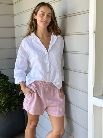 abbey short - dusty rose linen Apparel