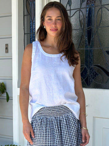 alice tank-white linen Apparel  