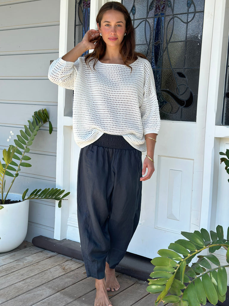 frankie pant -charcoal linen Apparel  