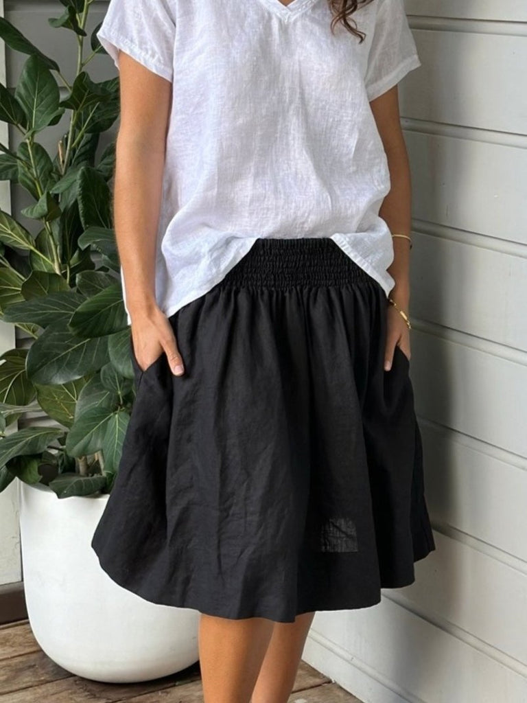 zoe skirt - black linen Apparel  