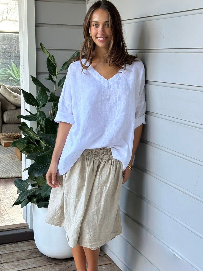 zoe skirt-natural linen Apparel  