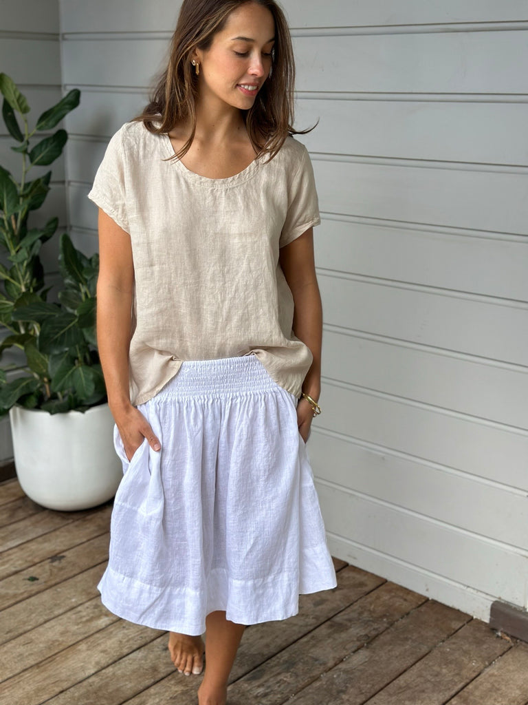 zoe skirt - white linen Apparel  