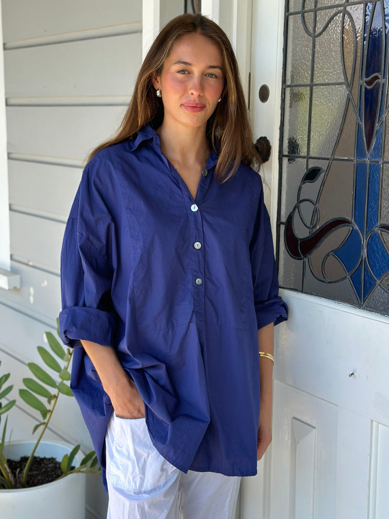 megan shirt - blue dusk cotton Apparel  