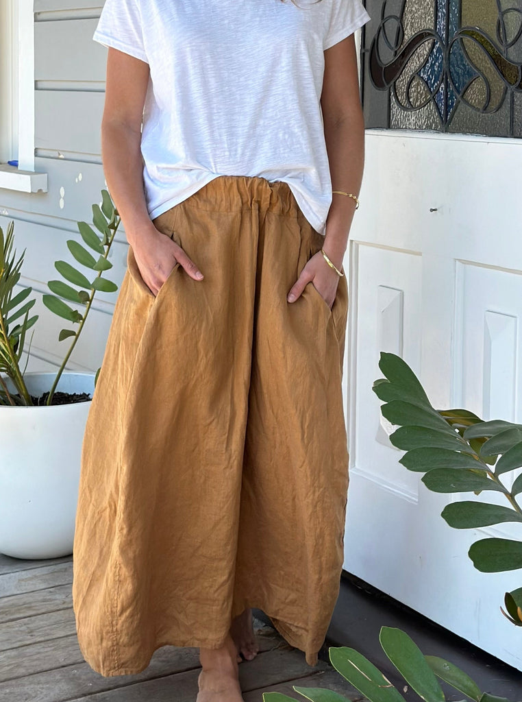 lana skirt - caramel linen Apparel  