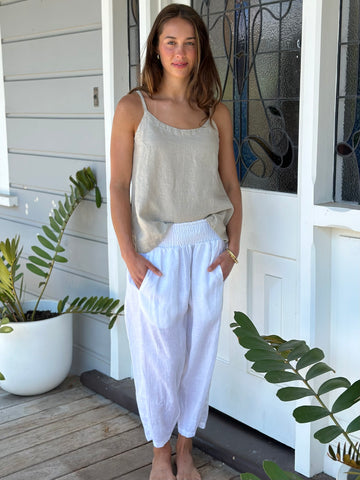 frankie pants-white linen Apparel  