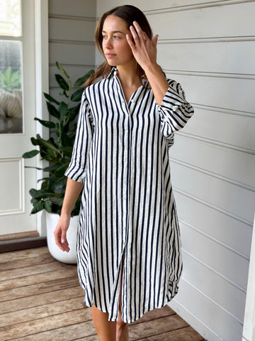 elena shirtdress -  navy stripe Apparel  