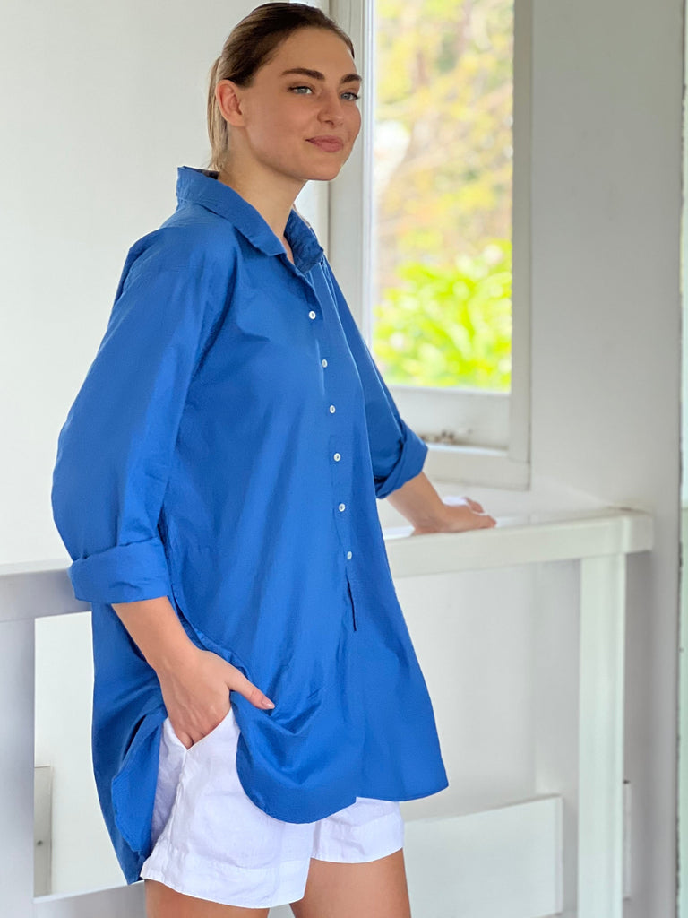 sita shirt - summer blue cotton Apparel