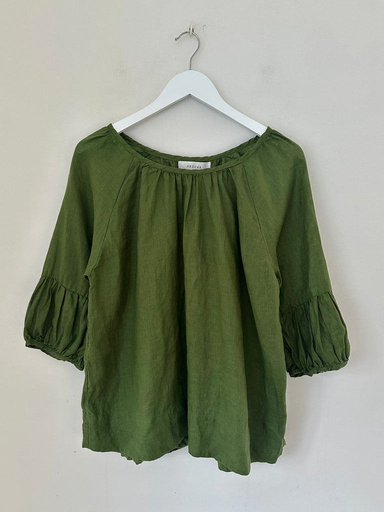 julia top - moss linen Apparel  