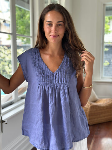 penny top - cornflower linen General