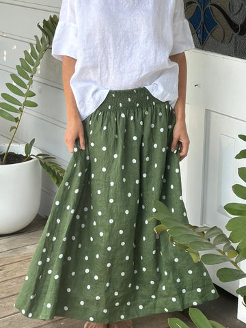 lulu skirt - moss spot linen Apparel  