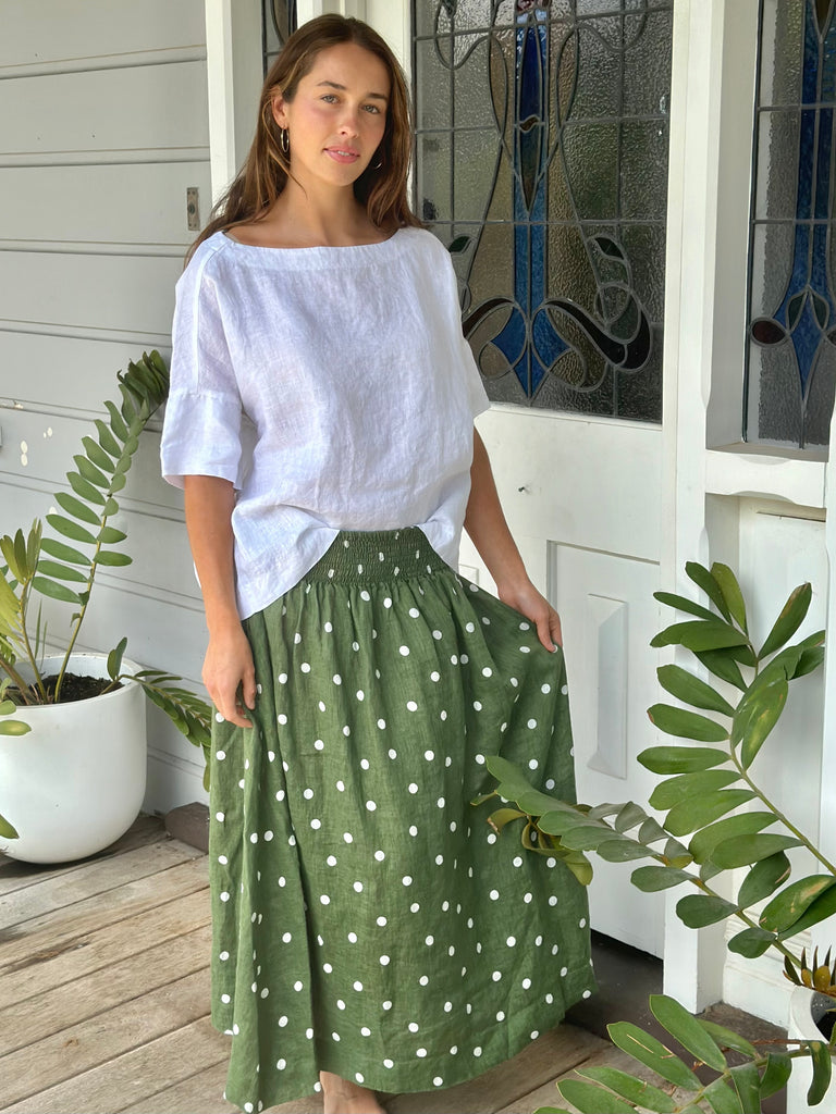 lulu skirt - moss spot linen Apparel  