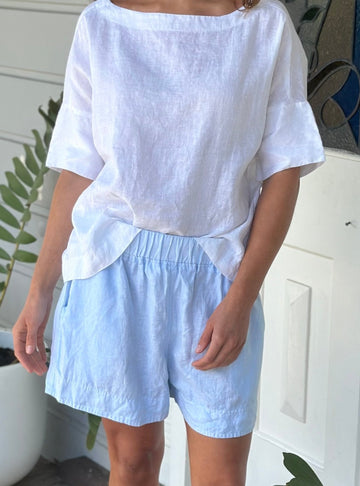 abbey short - soft blue linen Apparel