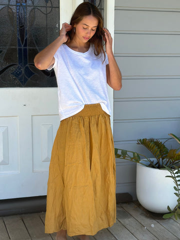 lulu skirt-turmeric linen Apparel  