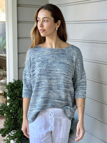 avery knit top-denim mix Apparel  