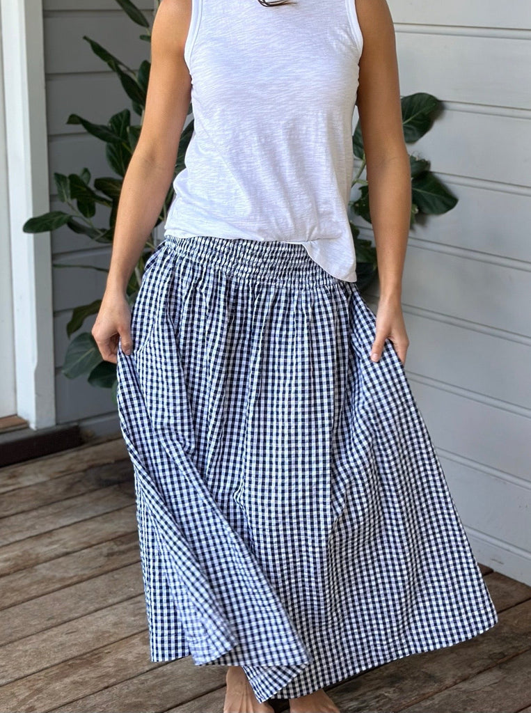 lulu skirt - navy/white gingham Apparel  