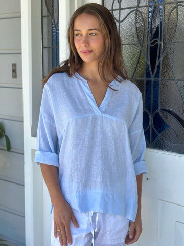 francis top - soft blue linen Apparel  