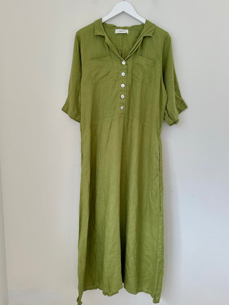 bridget dress-avocado linen Apparel  