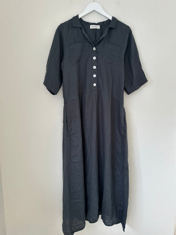 bridget dress-charcoal linen Apparel  