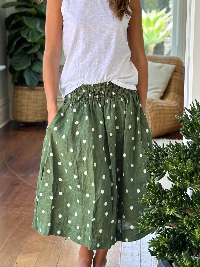 lola skirt -  moss spot linen Apparel  