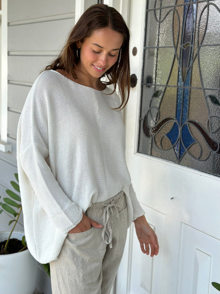 stella jersey - warm white cotton knit Apparel  