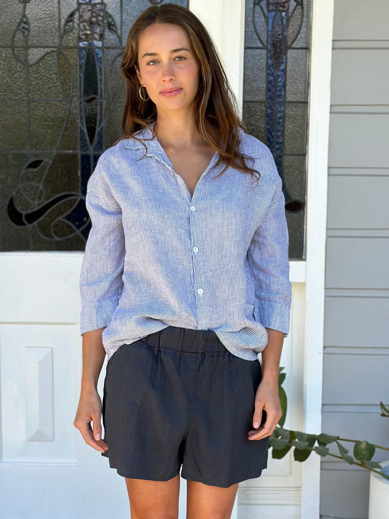 abbey short - charcoal linen Apparel  