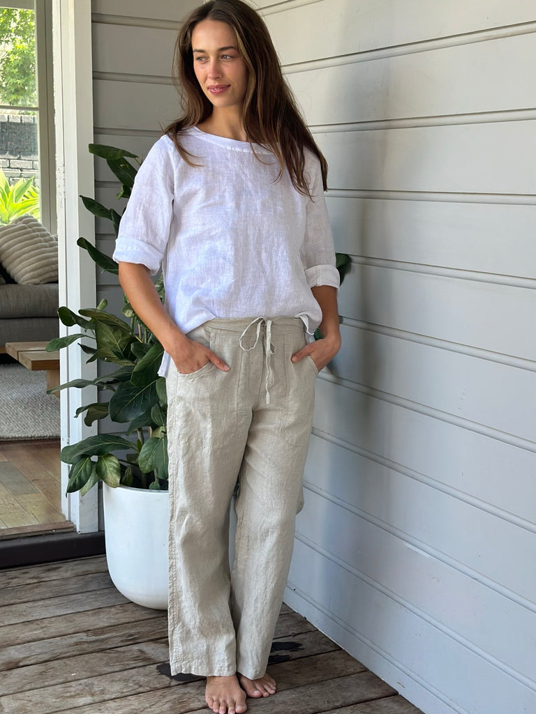 fleur straight leg pants - natural linen Apparel