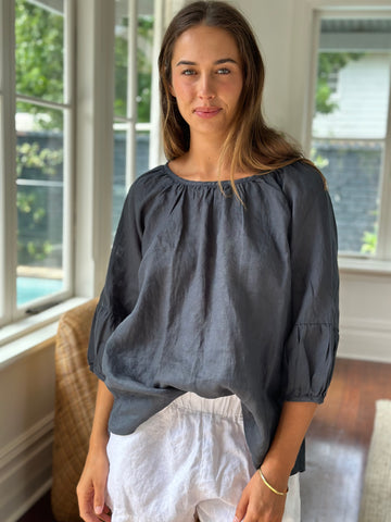 julia top-charcoal linen Apparel  