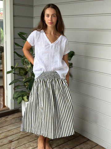 lola skirt - army stripe cotton Apparel