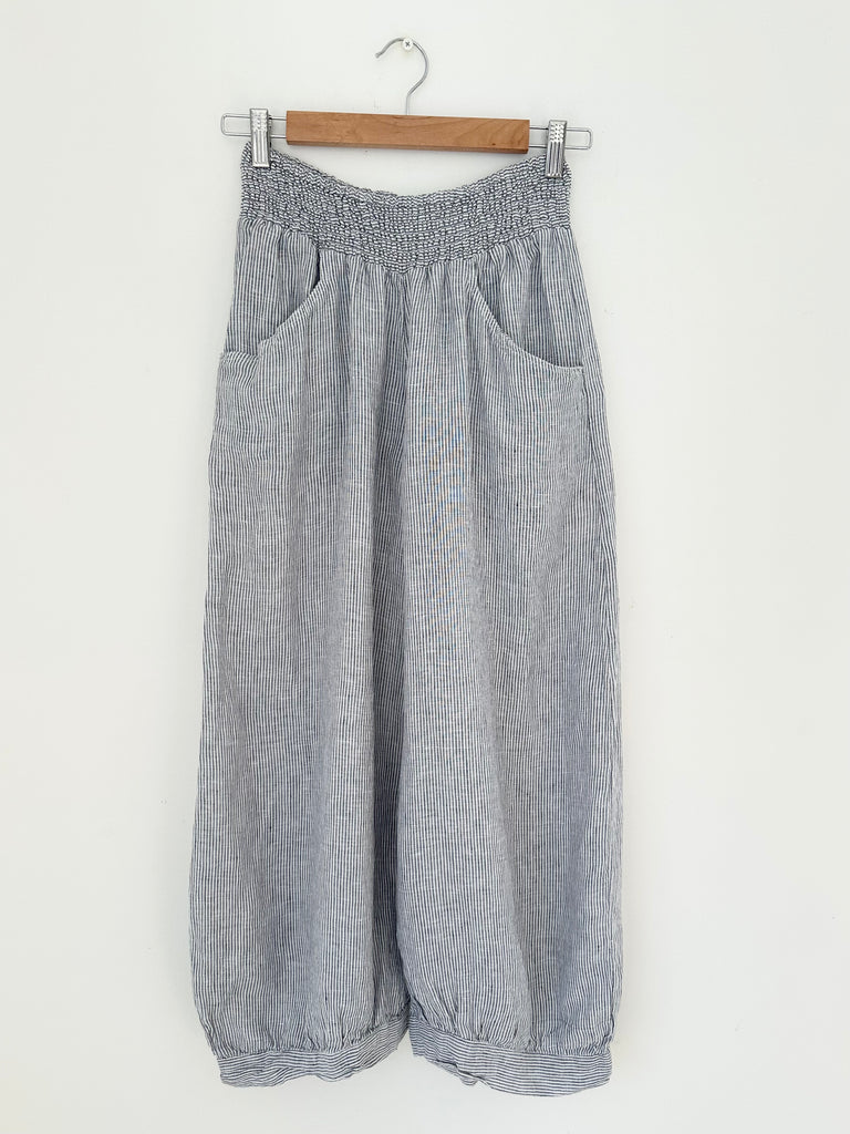 jackie pants - fine grey stripe linen Apparel  