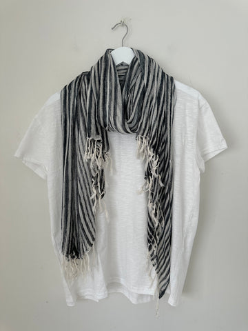 soft neck scarf-charcoal stripe Apparel  