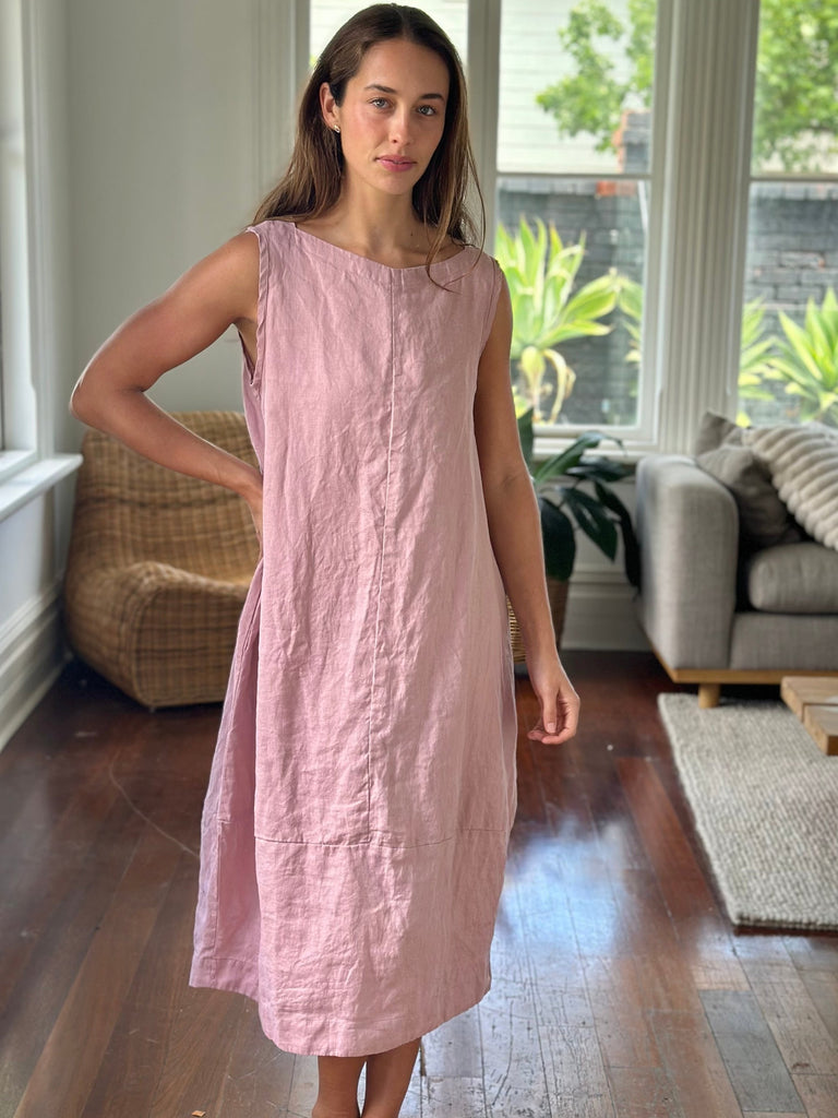 adele dress - dusty rose linen Apparel  