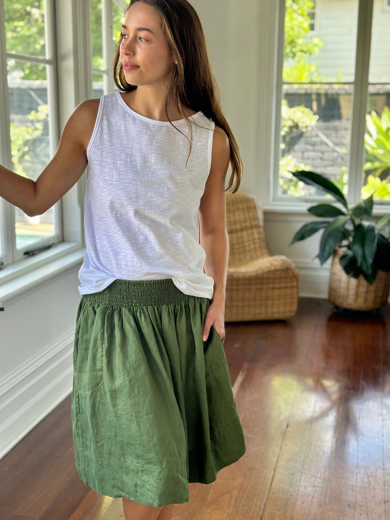 zoe skirt - moss linen Apparel  