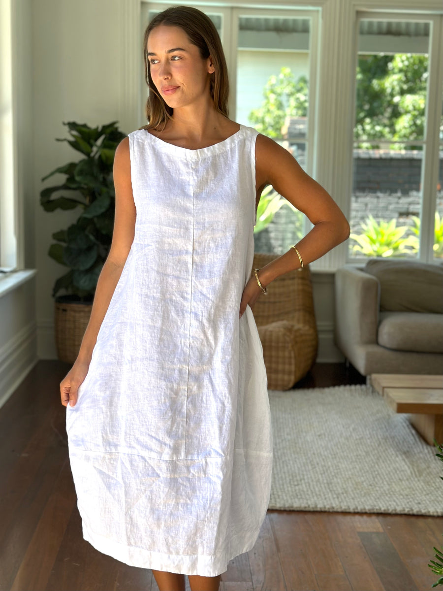 adele dress -white linen – frockk