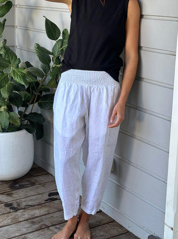 frankie pants-white linen Apparel  