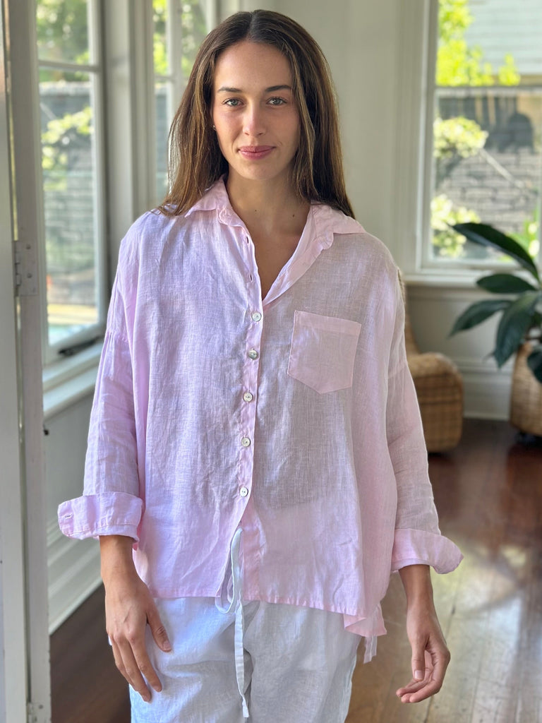 rosie shirt - soft pink linen Apparel  