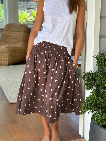 lola skirt - chocolate spot linen Apparel  