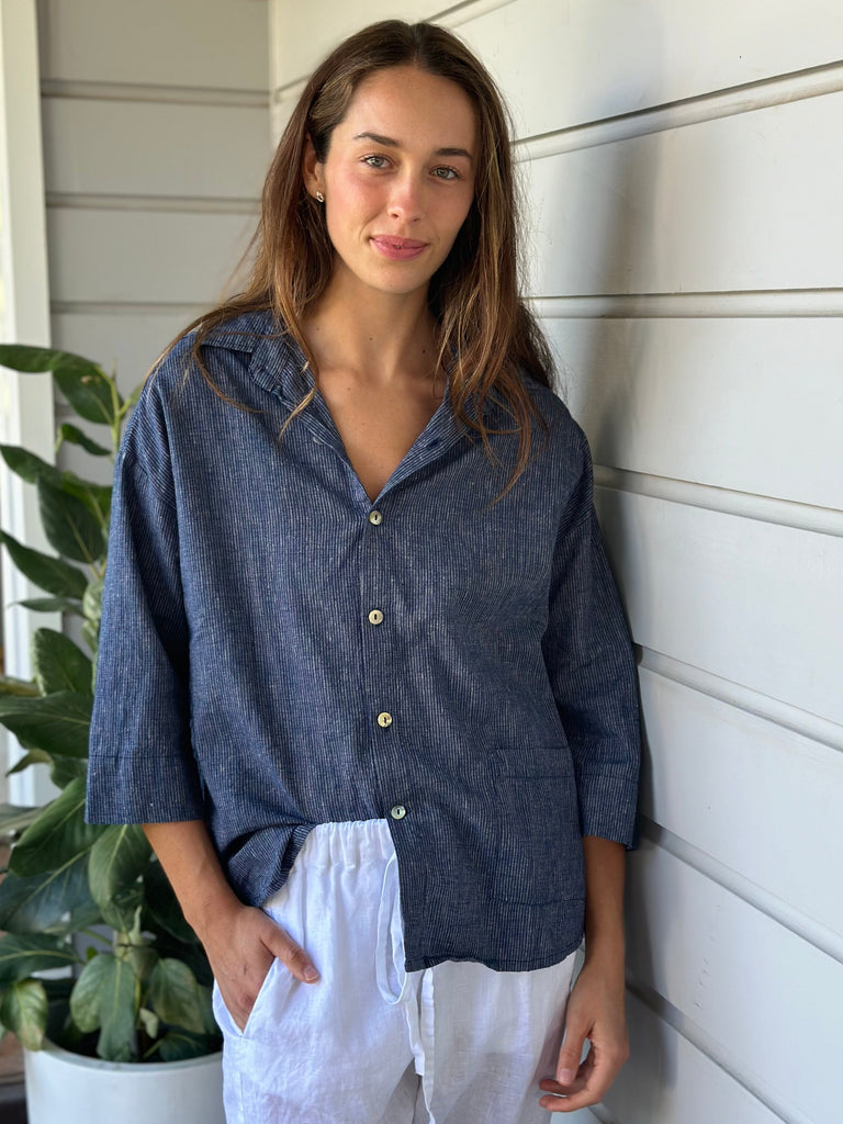 deanna shirt - fine navy stripe Apparel  