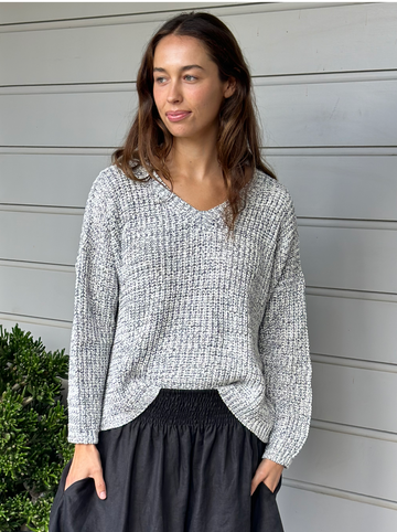 jasper cotton knit - soft grey fleck Apparel  