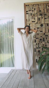 bridget dress - almond linen Apparel