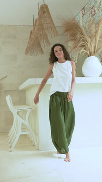 lana skirt - moss linen Apparel