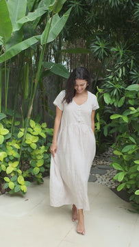 audrey dress - almond linen Apparel