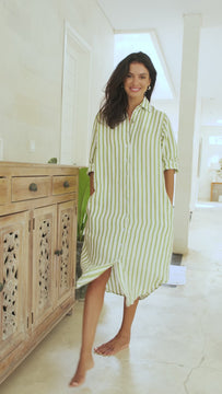 elena shirtdress - avocado stripe Apparel